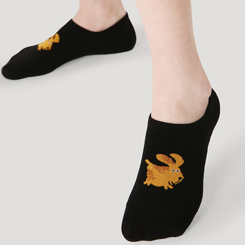 Plus Size Colorful Cat Dog No Show Socks(5 Pairs) - image 3