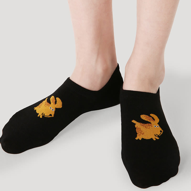 Plus Size Colorful Cat Dog No Show Socks(5 Pairs) - image 4