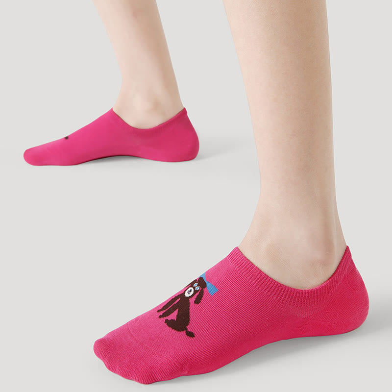 Plus Size Colorful Cat Dog No Show Socks(5 Pairs) - image 8