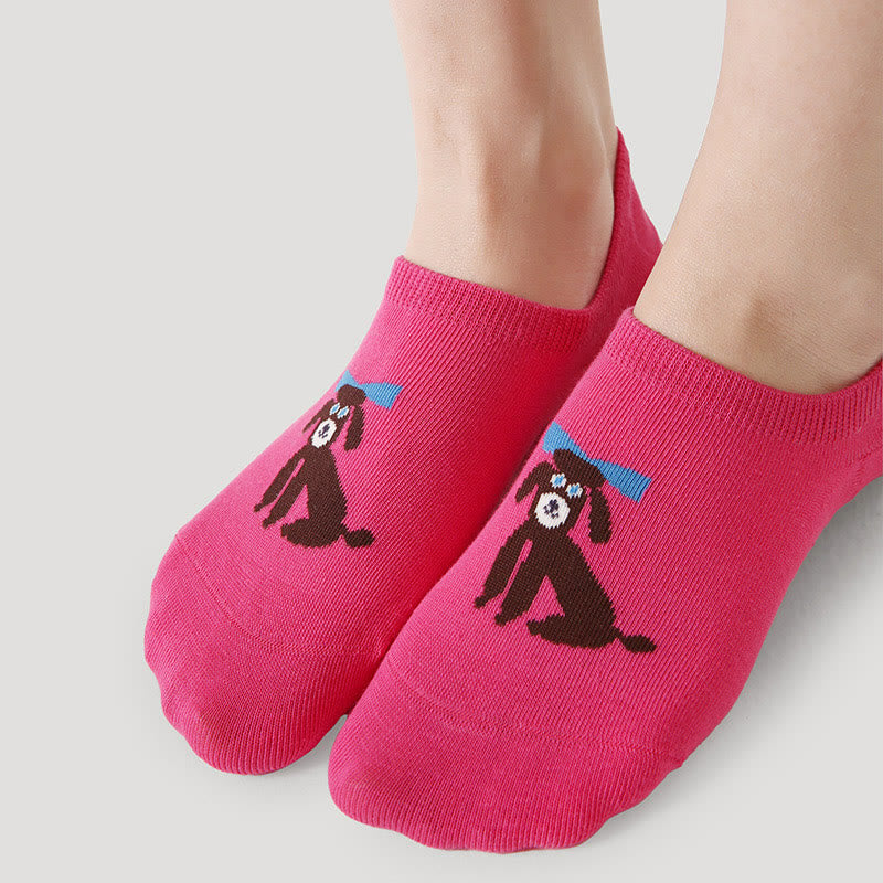 Plus Size Colorful Cat Dog No Show Socks(5 Pairs) - image 10
