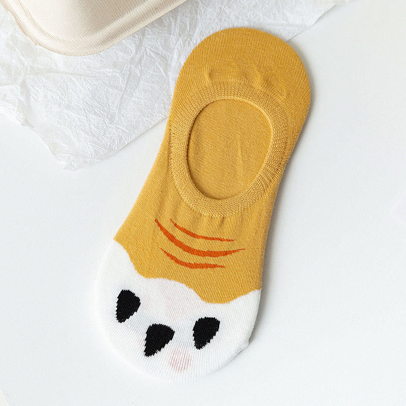 Plus Size Cat Footprints No Show Socks(5 Pairs) - image 12