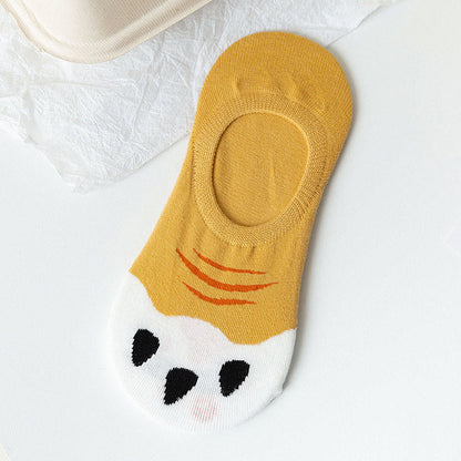 Plus Size Cat Footprints No Show Socks(5 Pairs) - image 12