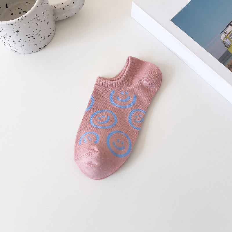 Smiley Face No Show Socks(10 Pairs) - Pink - EU37-40(US4-7) - image 3