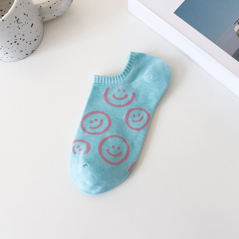 Smiley Face No Show Socks(10 Pairs) - Blue - EU37-40(US4-7) - image 5