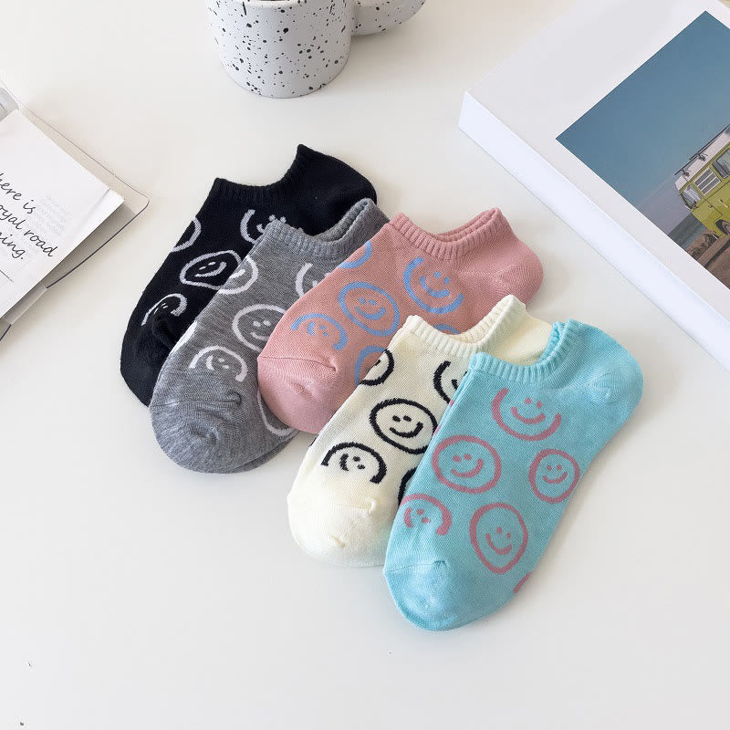 Smiley Face No Show Socks(10 Pairs) - Multicolor*2 - EU37-40(US4-7) - image 1