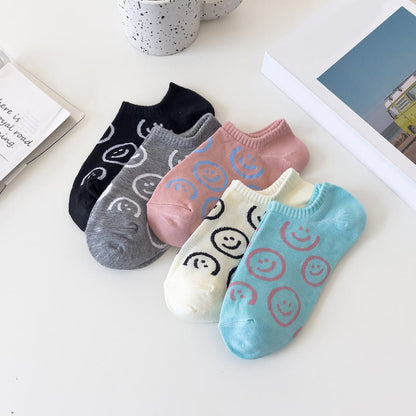 Smiley Face No Show Socks(10 Pairs) - Multicolor*2 - EU37-40(US4-7) - image 1