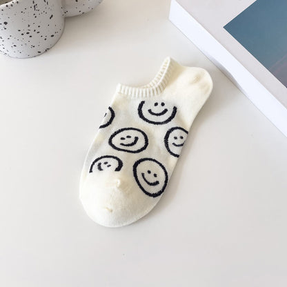 Smiley Face No Show Socks(10 Pairs) - White - EU37-40(US4-7) - image 4