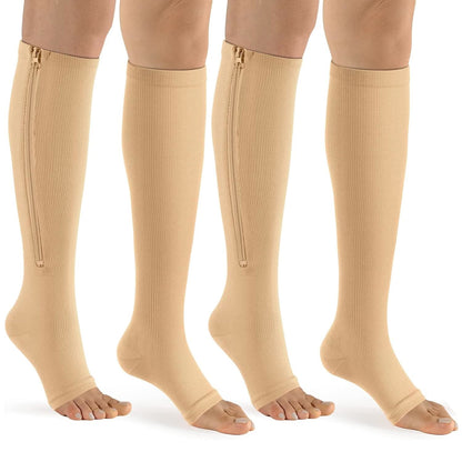 Plus Size Zipper Open Toe Compression Socks(2 Pairs) - image 4