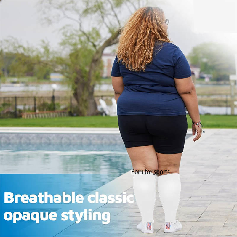 Plus Size White Open Toe Compression Socks - image 2