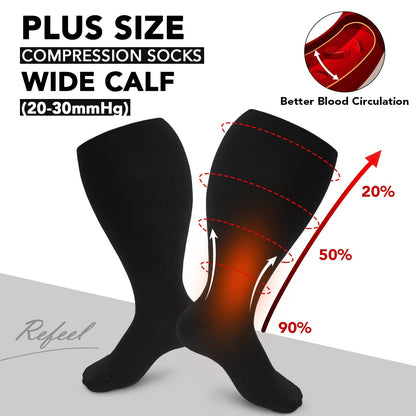 Plusock Plus Size Pure Color Compression Socks 2XL-7XL - image 3