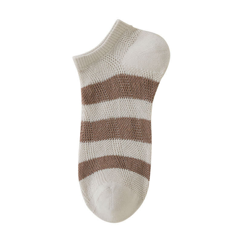 Wide Stripes Ankle Socks(10 Pairs) - Beige - EU38-48(US5-13) - image 12