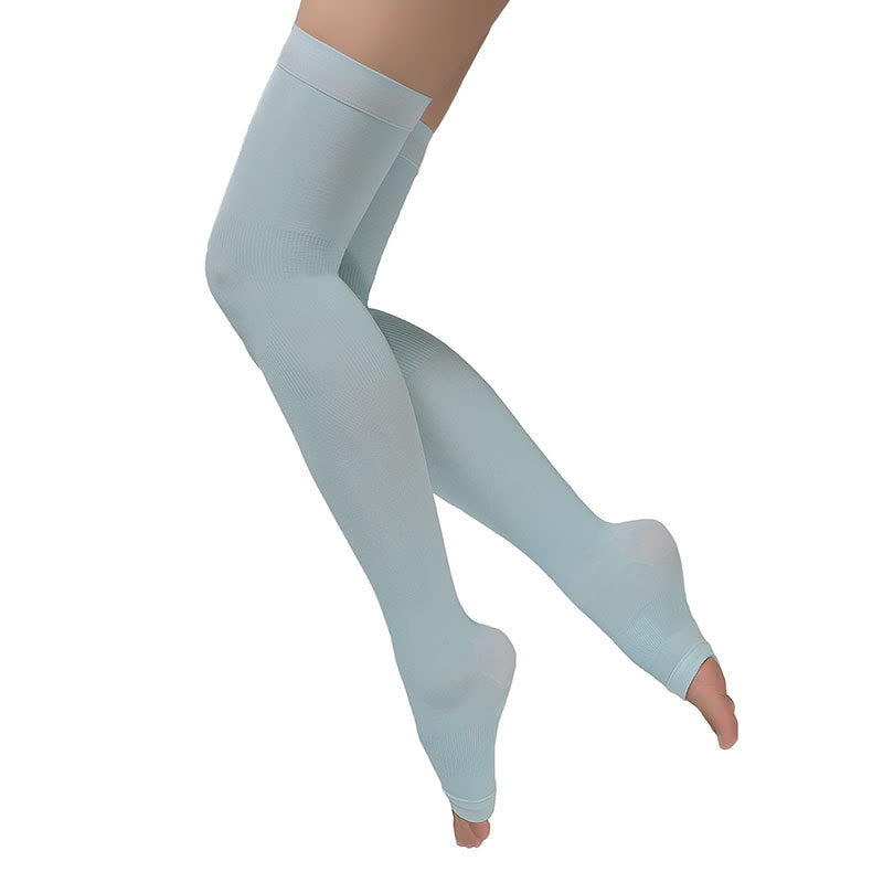 Plus Size Open Toe Thigh High Compression Socks(2 Pairs) - image 2