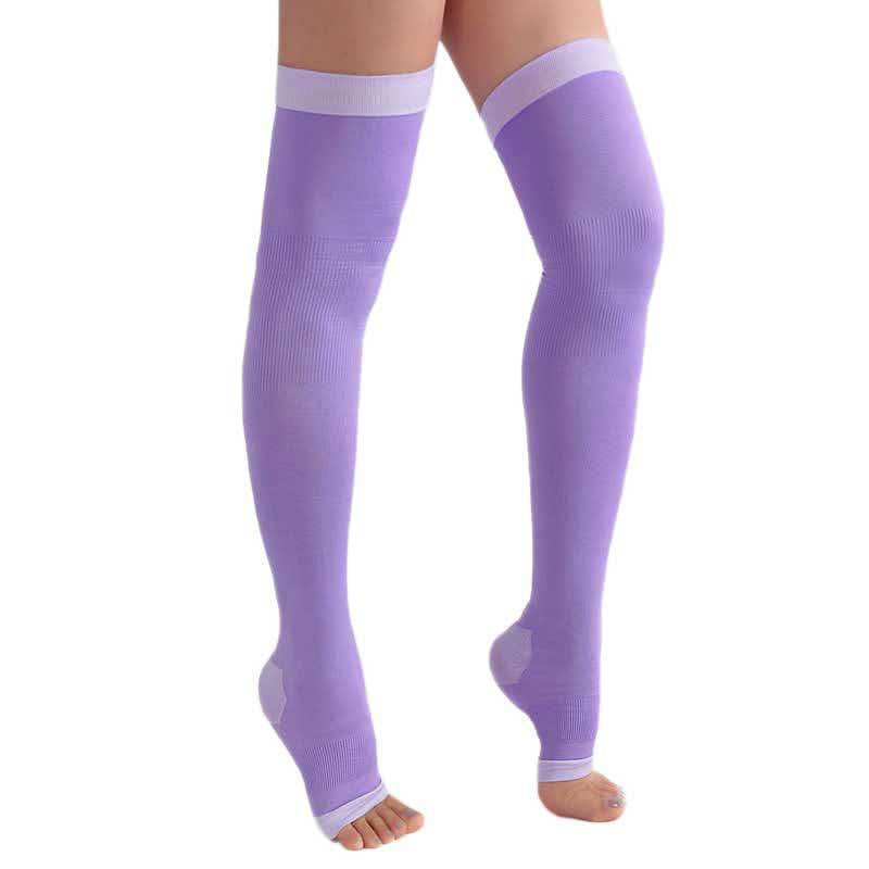 Plus Size Open Toe Thigh High Compression Socks(2 Pairs) - image 5