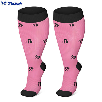 Plus Size Bee Compression Socks(3 Pairs) - Rose - 4XL - image 2