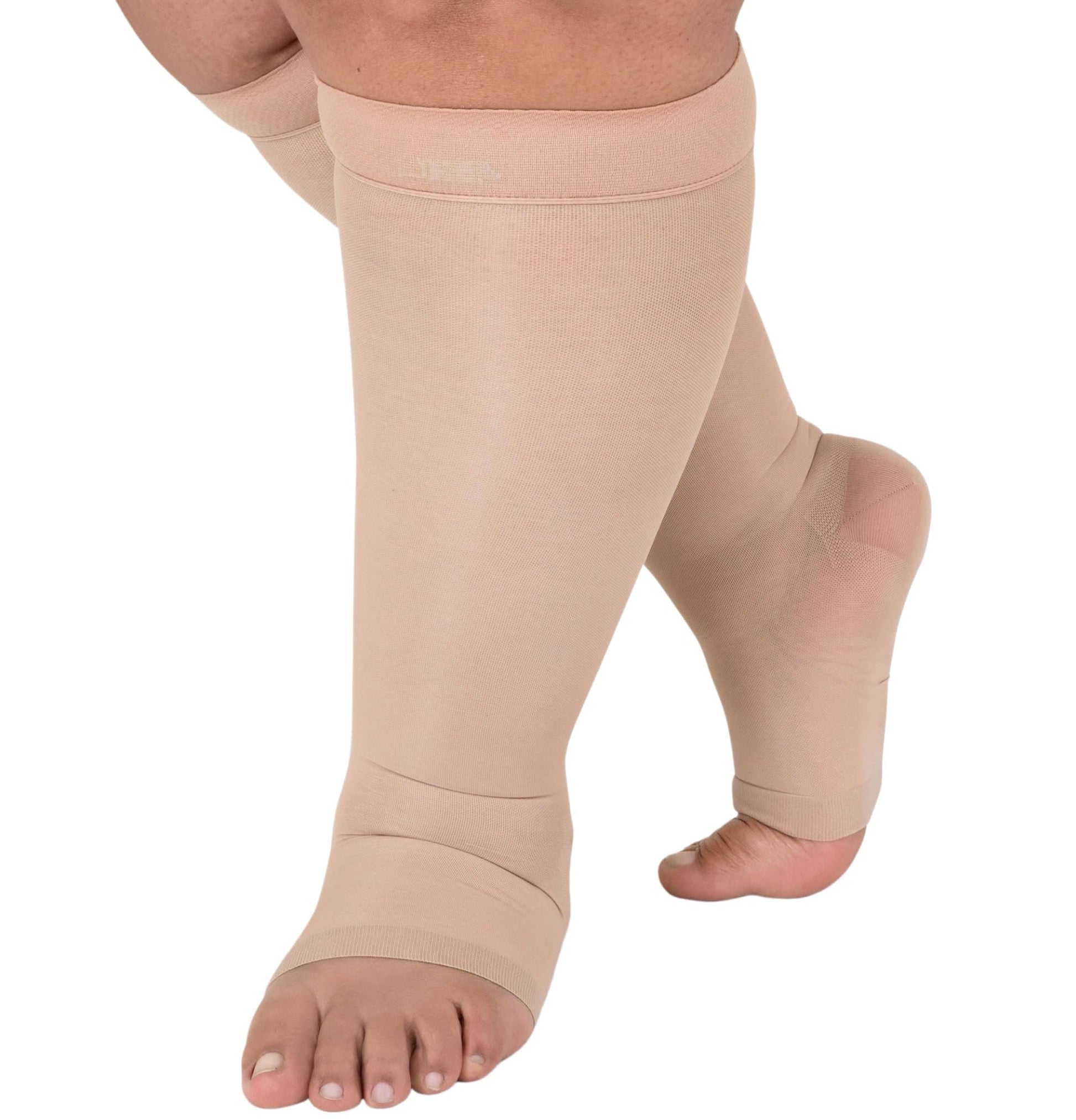 Plus Size Sheer Open Toe Compression Socks - Nude - 2XL - image 0