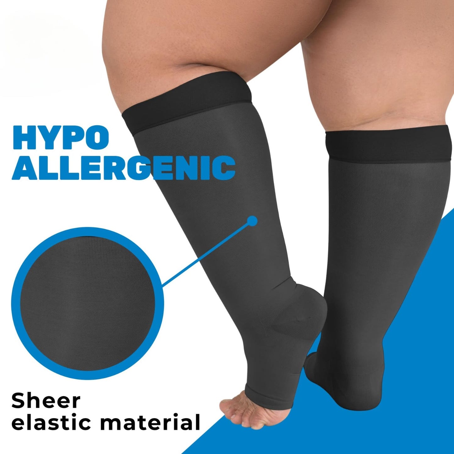 Plus Size Sheer Open Toe Compression Socks - image 2