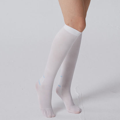 Plus Size White Breathable Compression Socks