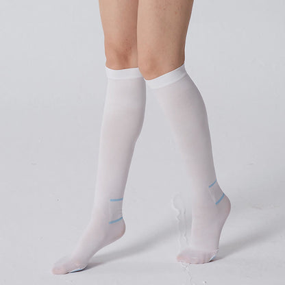 Plus Size White Breathable Compression Socks