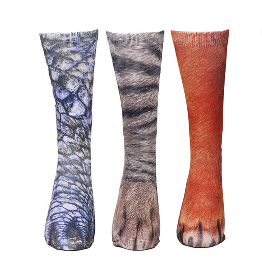 3D Animal Paws Quarter Socks(3 Pairs) - Multicolor - EU38-44(US5-10) - image 0