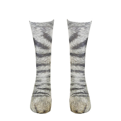 Plus Size Cat Paws Quarter Socks(3 Pairs) - Light Gray - EU38-44(US5-10) - image 5