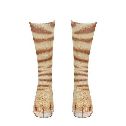 Plus Size Cat Paws Quarter Socks(3 Pairs) - Khaki - EU38-44(US5-10) - image 6