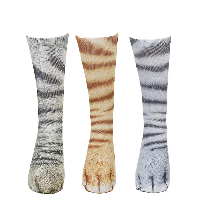 Plus Size Cat Paws Quarter Socks(3 Pairs) - Multicolor - EU38-44(US5-10) - image 1