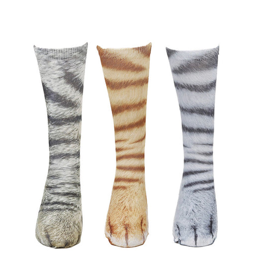 Plus Size Cat Paws Quarter Socks(3 Pairs) - Multicolor - EU38-44(US5-10) - image 1
