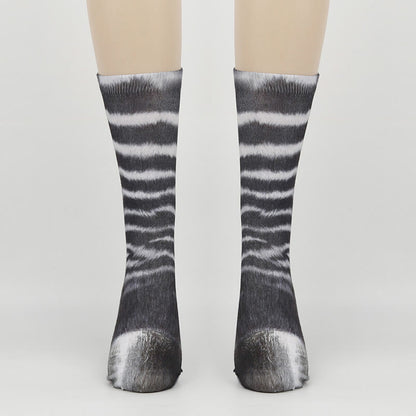 Zebra Elephant Tiger Paws Quarter Socks(3 Pairs) - Zebra - EU38-44(US5-10) - image 4