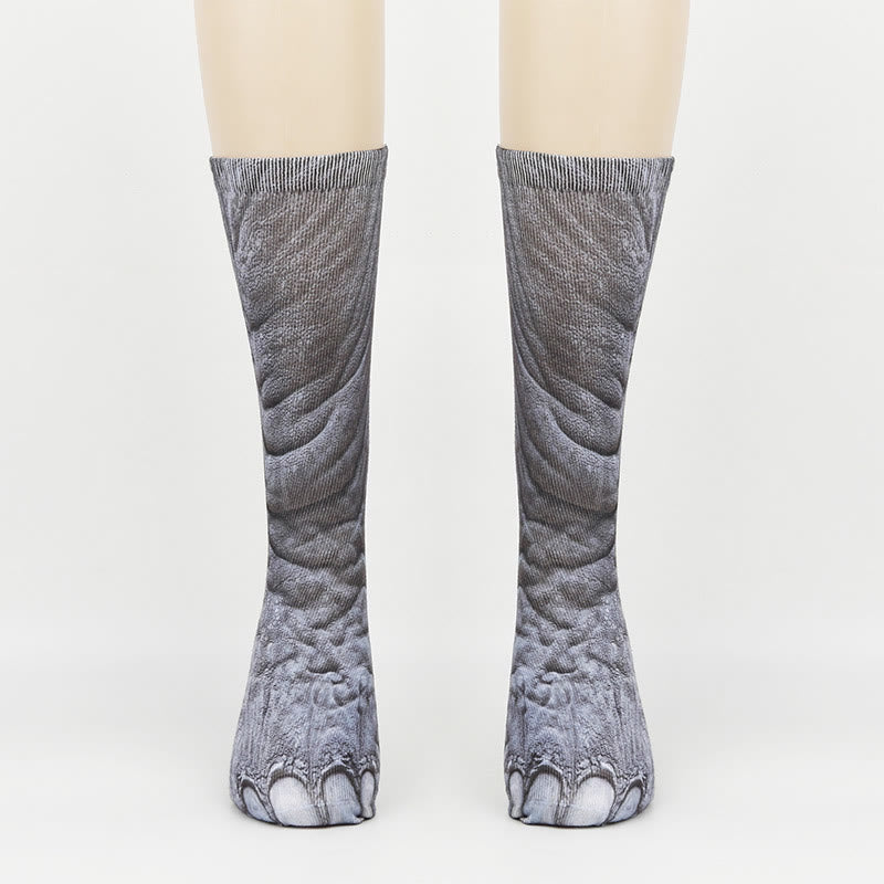 Plus Size Zebra Elephant Tiger Paws Quarter Socks(3 Pairs) - Elephant - EU38-44(US5-10) - image 6