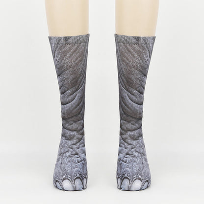 Plus Size Zebra Elephant Tiger Paws Quarter Socks(3 Pairs) - Elephant - EU38-44(US5-10) - image 6