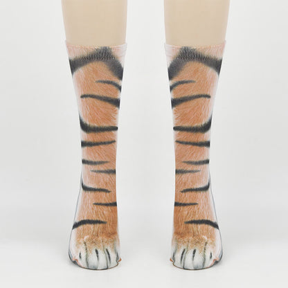Plus Size Zebra Elephant Tiger Paws Quarter Socks(3 Pairs) - Tiger - EU38-44(US5-10) - image 4