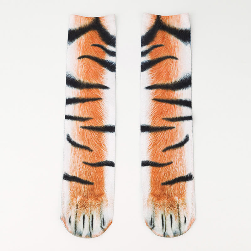 Zebra Elephant Tiger Paws Quarter Socks(3 Pairs) - image 1