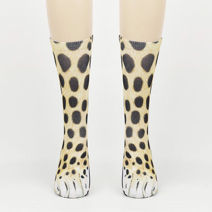 Plus Size Polar Bear Fox Leopard Paws Quarter Socks(3 Pairs) - Leopard - EU38-44(US5-10) - image 3