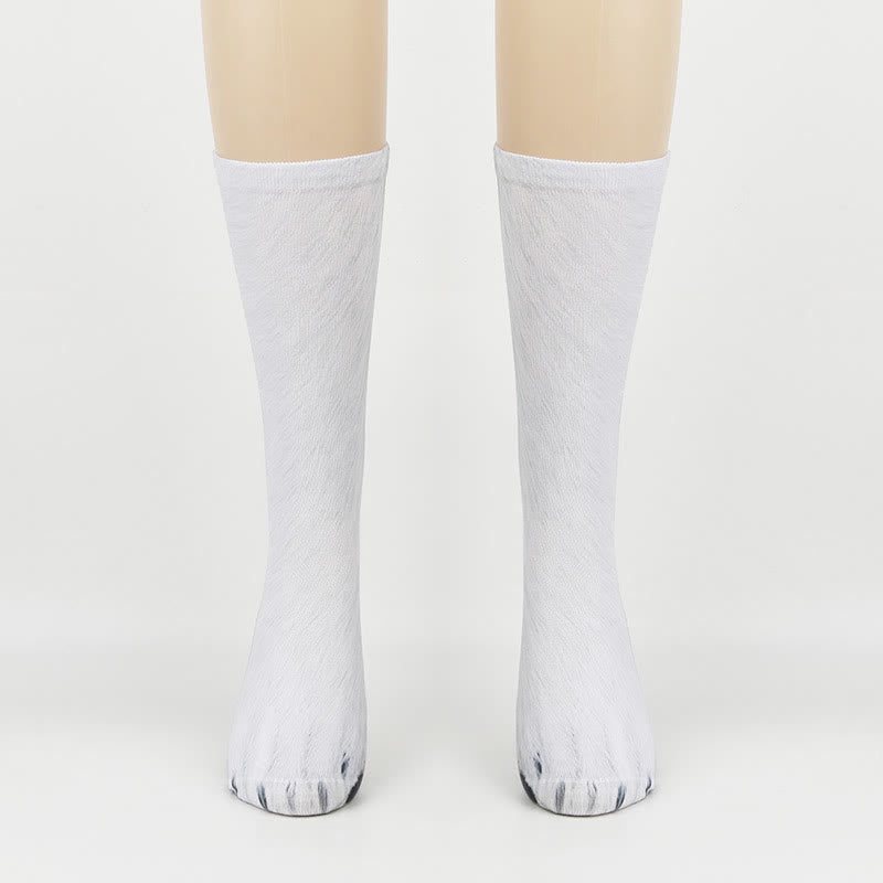 Plus Size Polar Bear Fox Leopard Paws Quarter Socks(3 Pairs) - Polar Bear - EU38-44(US5-10) - image 2