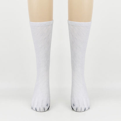 Plus Size Polar Bear Fox Leopard Paws Quarter Socks(3 Pairs) - Polar Bear - EU38-44(US5-10) - image 2