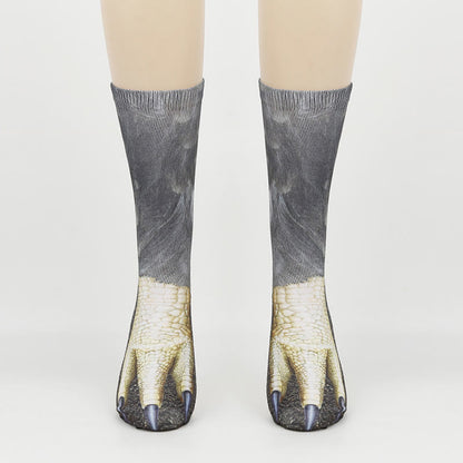 Plus Size Eagle Lizard Leopard Paws Quarter Socks(3 Pairs) - image 4