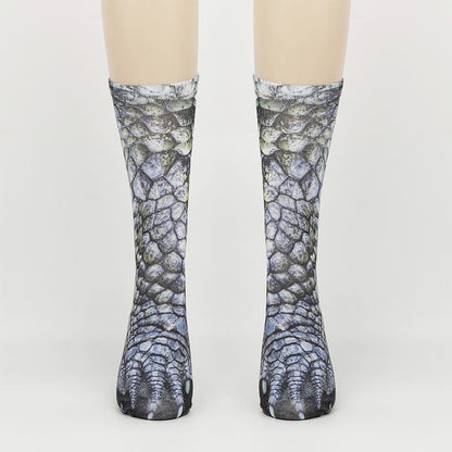 Plus Size Eagle Lizard Leopard Paws Quarter Socks(3 Pairs) - Lizard - EU38-44(US5-10) - image 3