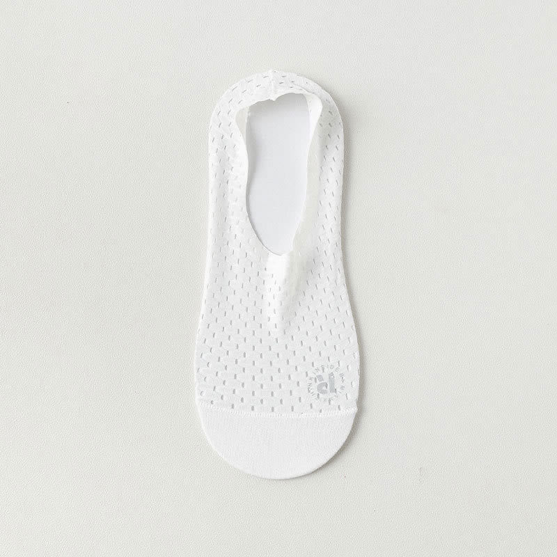 Solid Color Mesh No Show Socks(6 Pairs) - White - EU39-44(US6-10) - image 11
