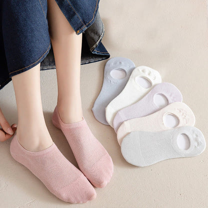 Soft Solid Color No Show Socks(7 Pairs) - image 6