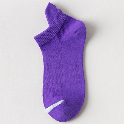 Plus Size Multicolor Mesh Ankle Compression Socks(10 Pairs) - Purple - EU39-44(US6-10) - image 4