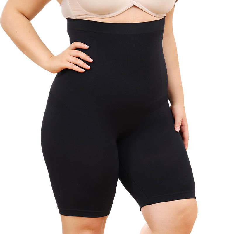Plus Size High Waist Compression Shorts - Black - 4XL - image 0