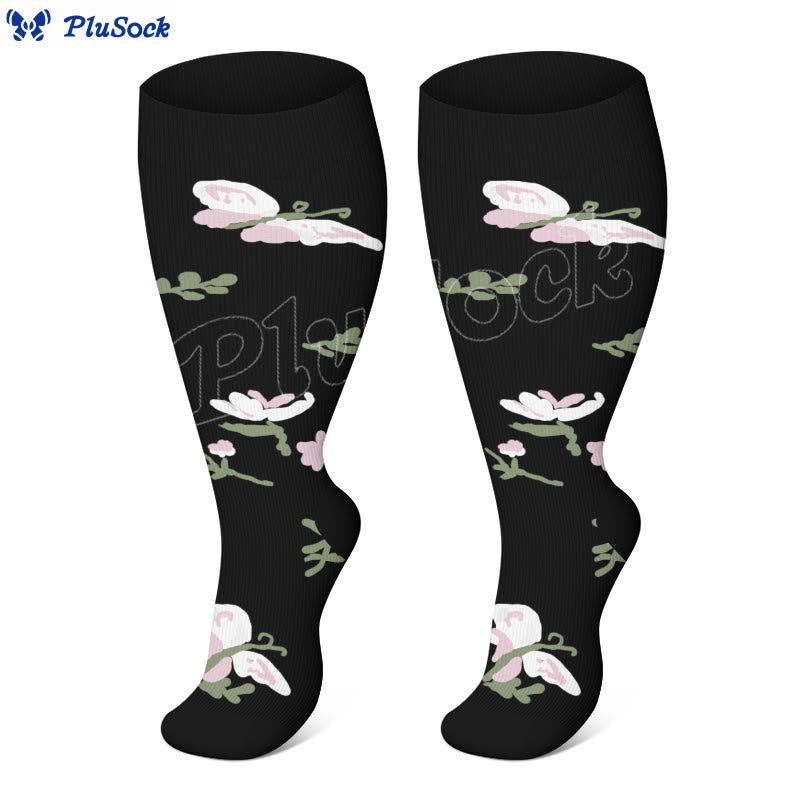 Plus Size Flower Butterfly Compression Socks(4 Pairs) - image 4