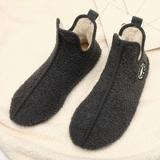 Plus Size Solid Color Plush Ankle Slipper Socks - Grey - 3XL - image 0