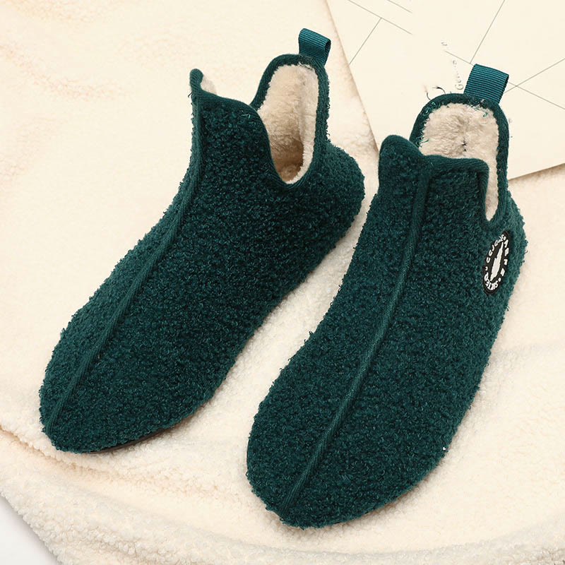 Plus Size Solid Color Plush Ankle Slipper Socks - Dark Green - 3XL - image 12