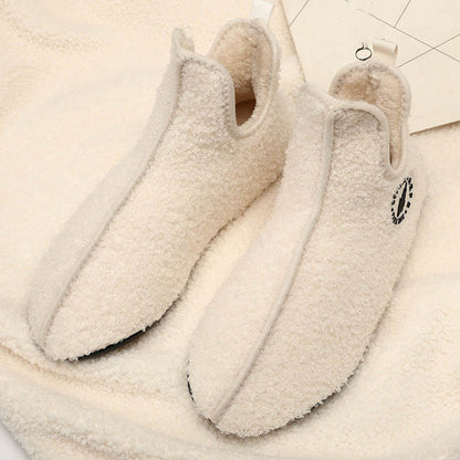 Plus Size Solid Color Plush Ankle Slipper Socks - Beige - 3XL - image 4