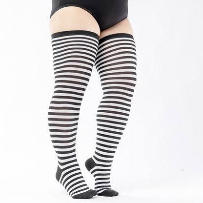 Plus Size Stripe Thigh High Socks(2 Pairs) - image 8