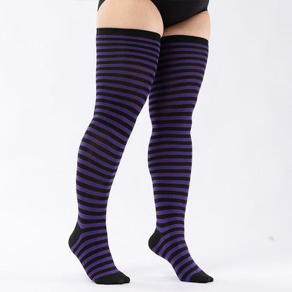 Plus Size Stripe Thigh High Socks(2 Pairs) - image 6