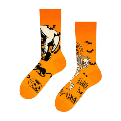 Plus Size New Halloween Crew Socks(4 Pairs) - Orange - EU36-42(US3-8.5) - image 4