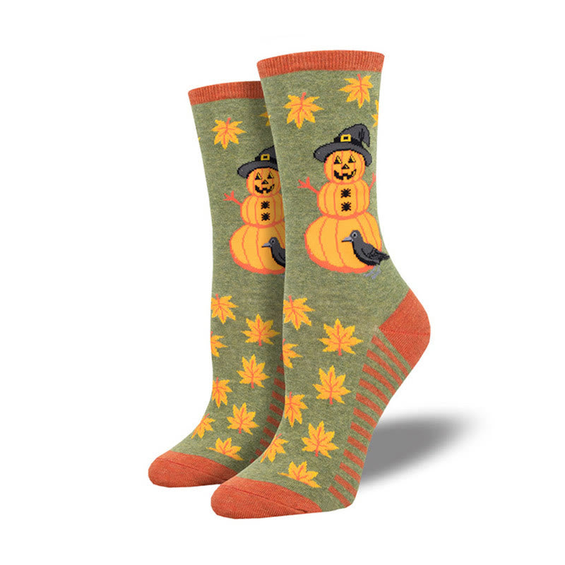 Funny Halloween Crew Socks(4 Pairs) - Green - EU36-42(US3-8.5) - image 1