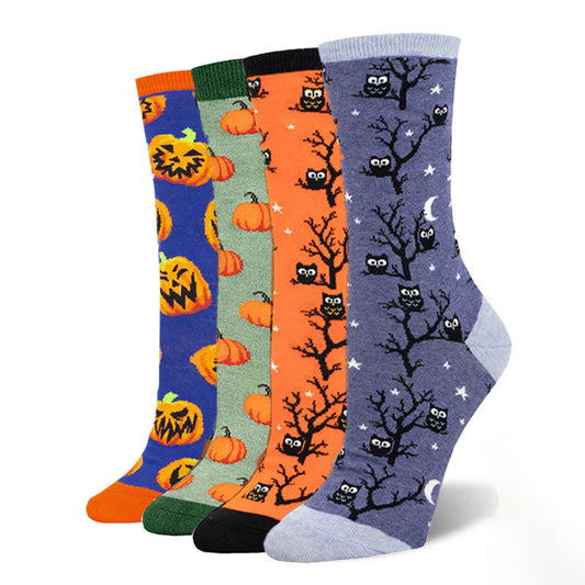 Plus Size Creative Halloween Pattern Crew Socks(4 Pairs) - Multicolor - EU36-42(US3-8.5) - image 1